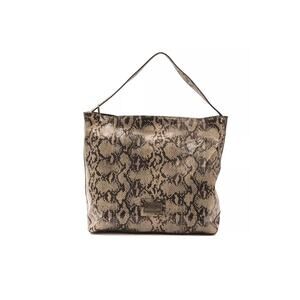 Pompei Donatella Elegant Python Print Leather Shoulder Bag/One Size/Brown